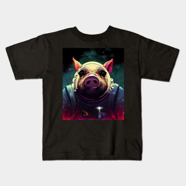 Cut Pig In Astronaut Costume Kids T-Shirt by CreativeDesignsx